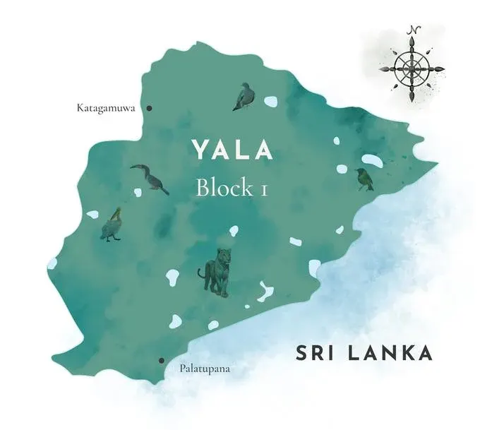 Map of Yala National Park Block 1 and its gates
